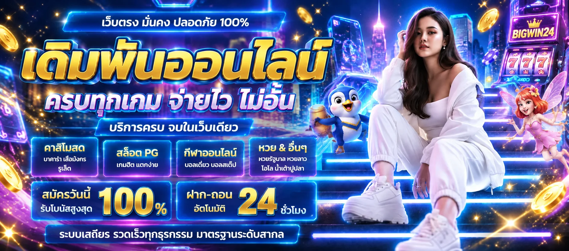 ภาพแนะนำบริการ BIGWIN24 โทนสีน้ำเงินและทอง
